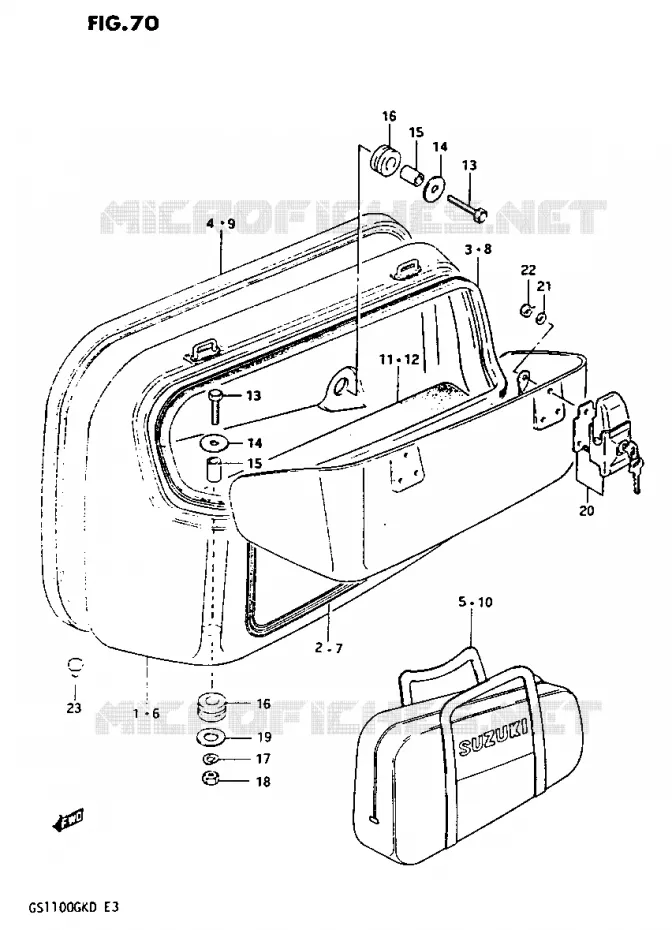 VALISE LATERALE - SUPPORT (GS1100GK2/GKD) Suzuki MOTO 1100 GS-G 1982  GS1100GK2(Z/2/D)