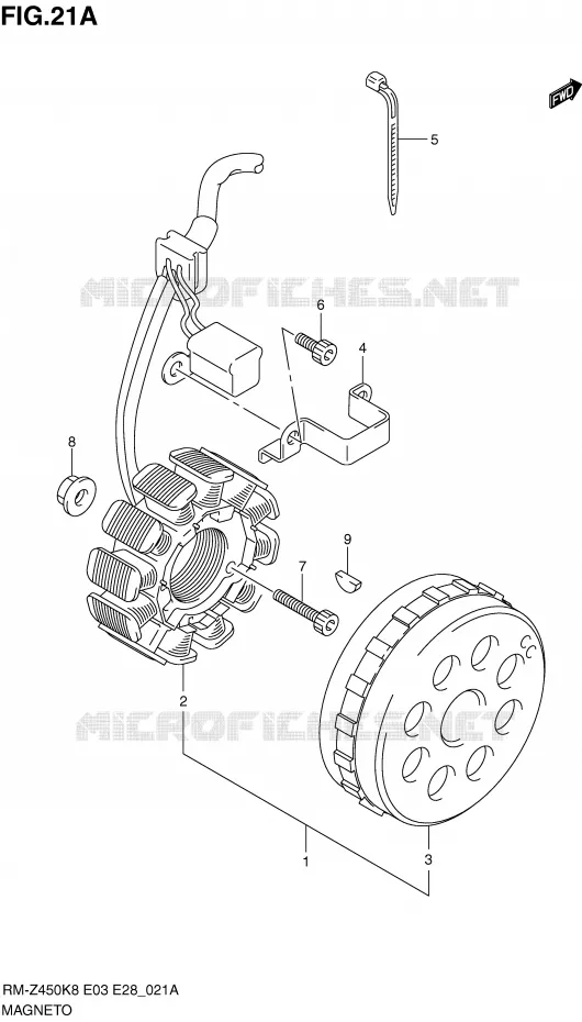 ALLUMAGE ROTOR - STATOR (RM-Z450L0/L1) Suzuki MOTO 450 RM-Z 2009  RM-Z450K9(E3/E28)