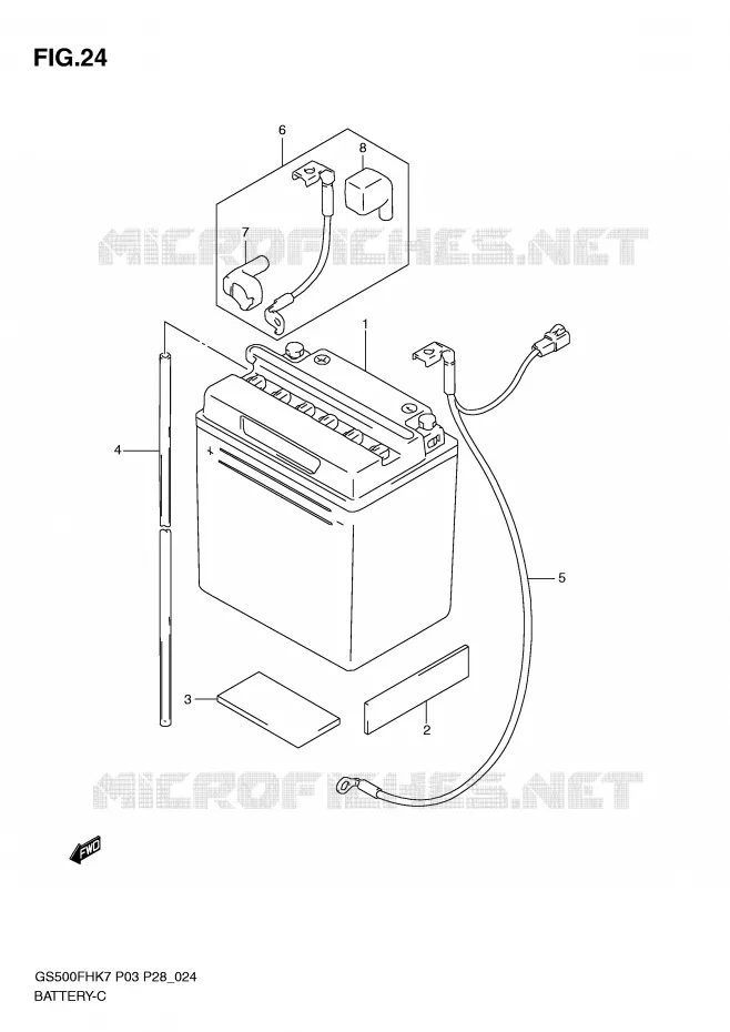 BATTERIE Suzuki MOTO 500 GS-E 2007  GS500HK7(P3)