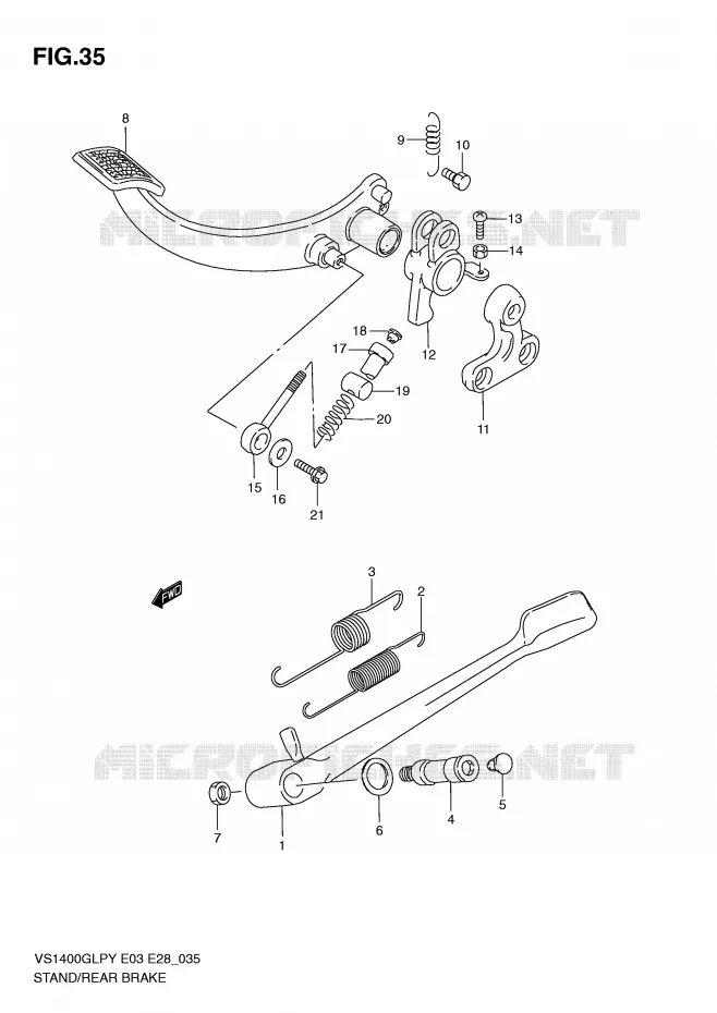BEQUILLE - PEDALE DE FREIN ARRIERE Suzuki MOTO 1400 INTRUDER 1996  VS1400GLPT(E3/E28)
