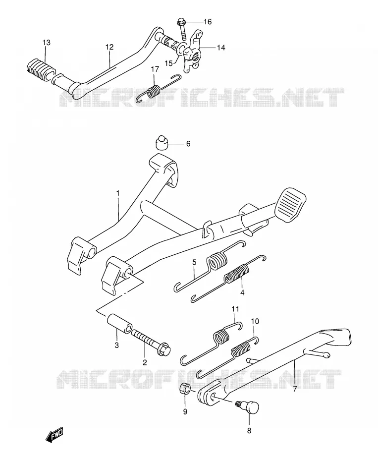 BEQUILLE - PEDALE DE FREIN ARRIERE Suzuki MOTO 500 GS-E 1997  GS500EV(E2)
