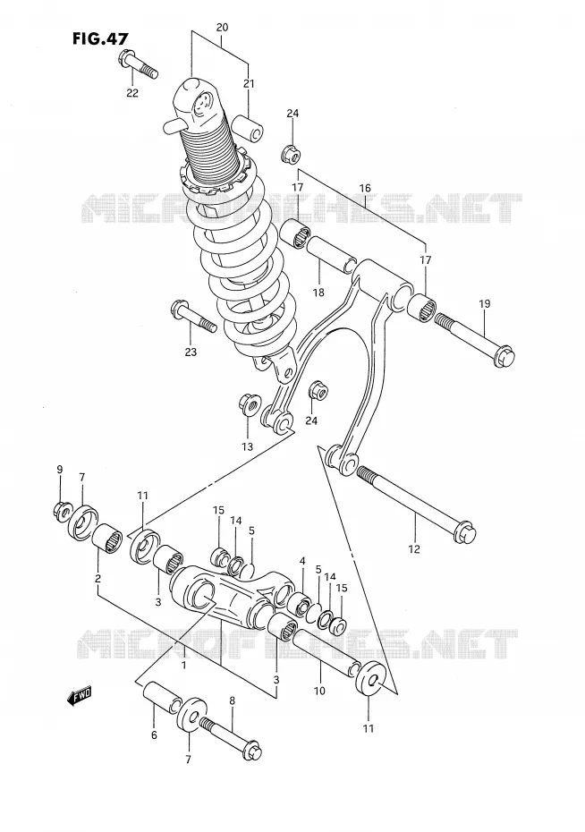 BIELLETTE DE SUSPENSION ARRIERE Suzuki MOTO 650 DR 1994  DR650R(E4)