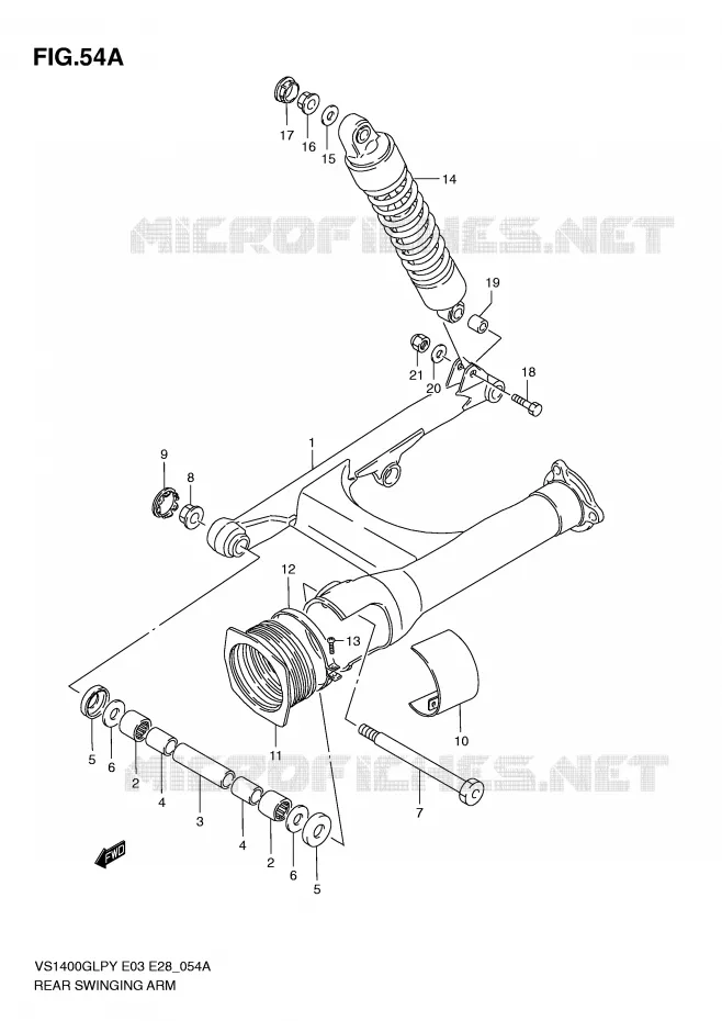 BRAS OSCILLANT ARRIERE (MODELE K1/K2/K3) Suzuki MOTO 1400 INTRUDER 2002  VS1400GLPK2(E3/E28)