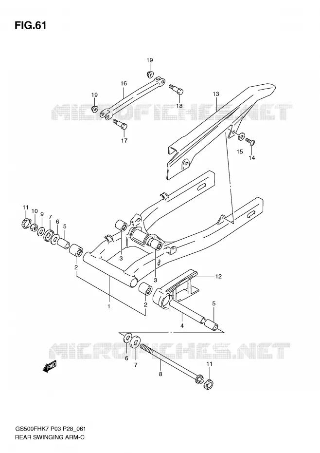BRAS OSCILLANT ARRIERE Suzuki MOTO 500 GS-E 2007  GS500HK7(P3)