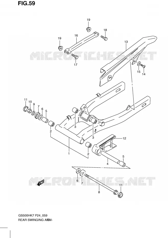 BRAS OSCILLANT ARRIERE Suzuki MOTO 500 GS-F 2008  GS500FHK8(P24)