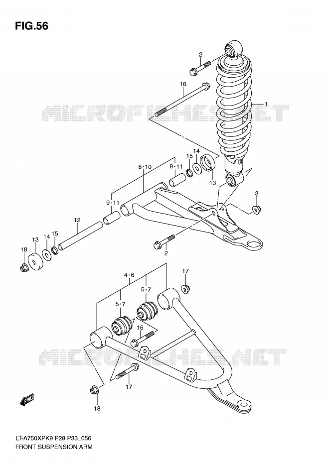 BRAS SUSPENSION AVANT Suzuki QUAD 750 KINGQUAD 2009  LT-A750XPK9(P28/P33)