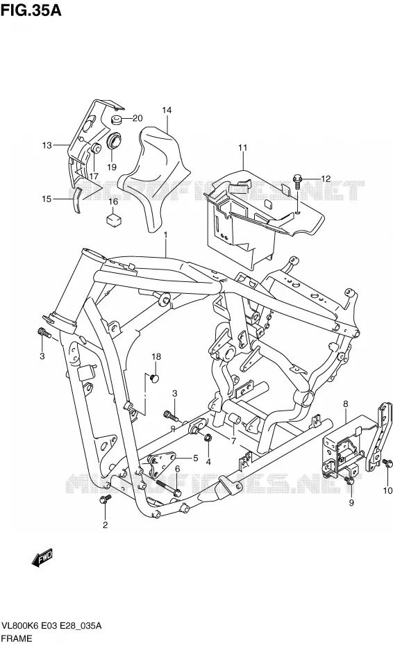 CADRE (MODEL K9/L0) Suzuki MOTO 800 VOLUSIA 2009  VL800CK9(E3/E28)
