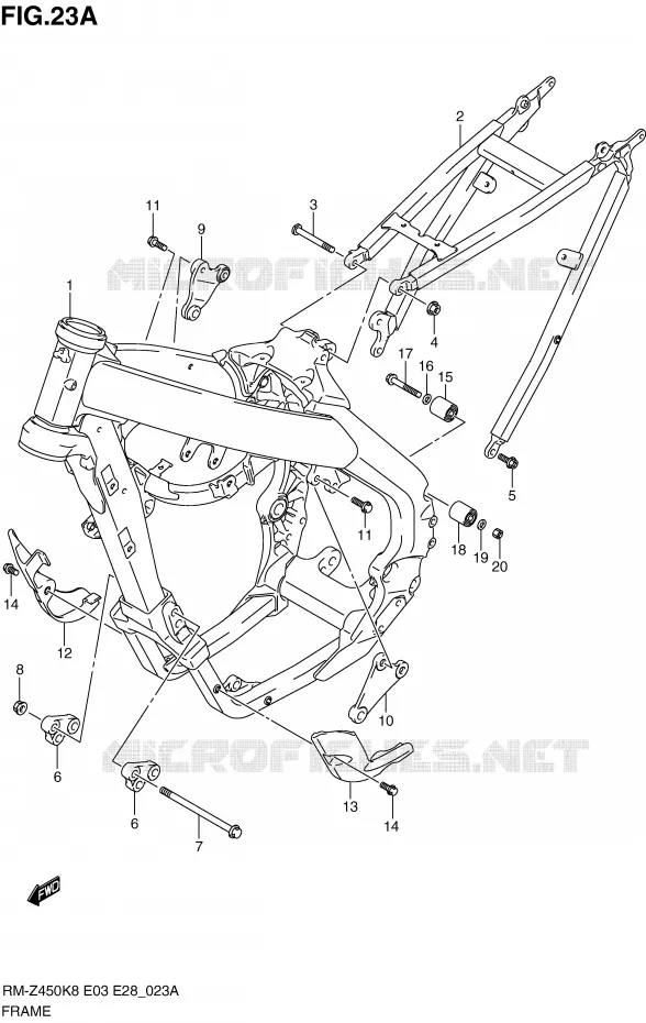 CADRE (RM-Z450L0) Suzuki MOTO 450 RM-Z 2011  RM-Z450L1(E3/E28)