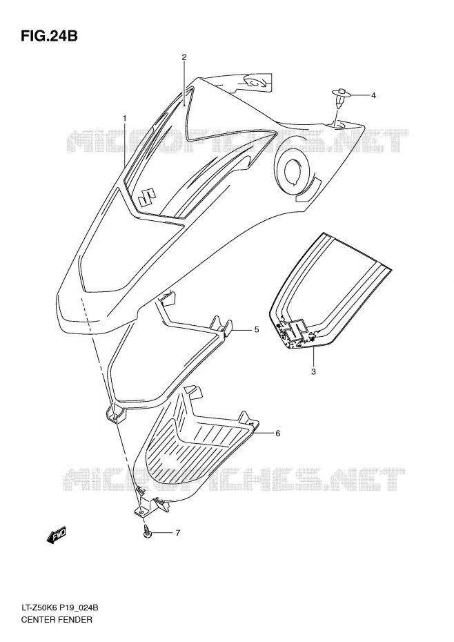 CARENAGE CENTRAL (MODEL L0) Suzuki QUAD 50 QUADSPORT 2010  LT-Z50L0(P19)