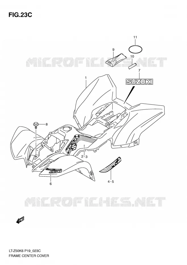CARENAGES (LT-Z50ZL0) Suzuki QUAD 50 QUADSPORT 2007  LT-Z50K7(P19)