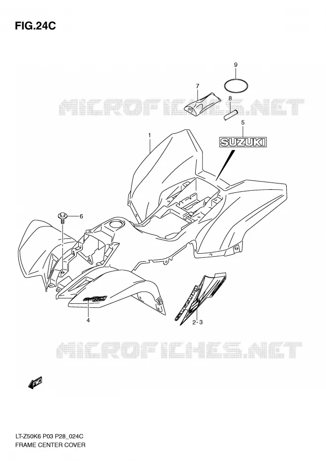 CARENAGES (MODEL L0) Suzuki QUAD 50 QUADSPORT 2010  LT-Z50L0(P3/P28)