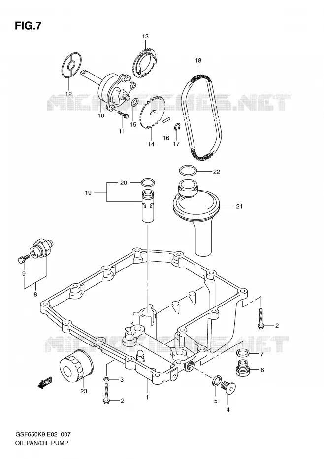 CARTER INFERIEUR - POMPE A HUILE Suzuki MOTO 650 BANDIT 2010  GSF650UAL0(E2)