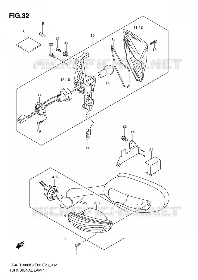 CLIGNOTANTS Suzuki MOTO 1000 GSX-R 2010  GSX-R1000L0(E3/E28)