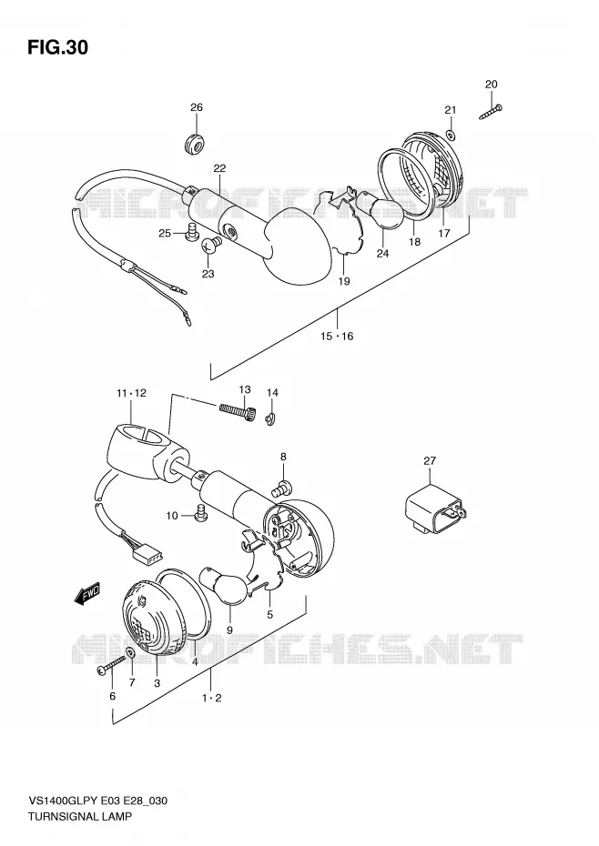 CLIGNOTANTS Suzuki MOTO 1400 INTRUDER 1998  VS1400GLPW(E3/E28)