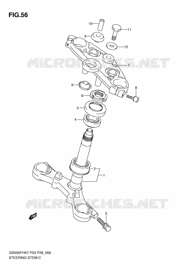 COLONNE DE DIRECTION (GS500FH) Suzuki MOTO 500 GS-F 2010  GS500FHL0(P3)