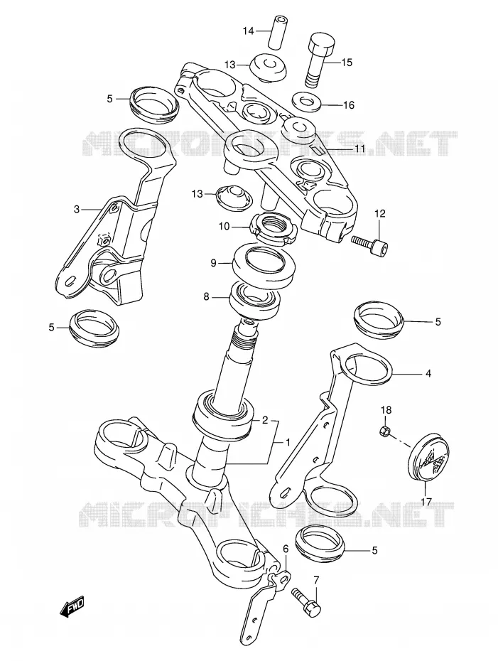 COLONNE DE DIRECTION Suzuki MOTO 500 GS-E 2000  GS500EY(E2)