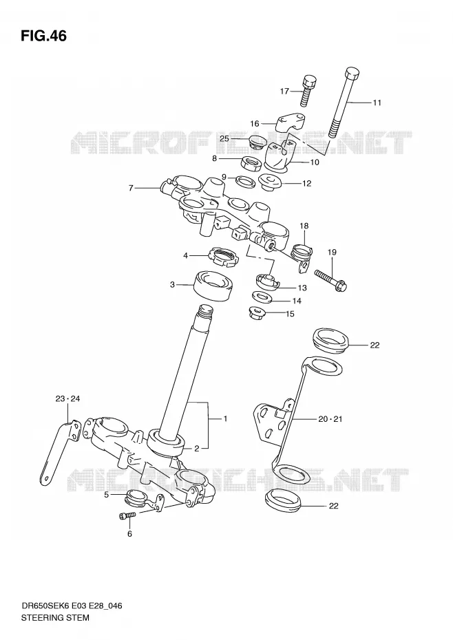 COLONNE DE DIRECTION Suzuki MOTO 650 DR 2009  DR650SEK9(E3/E28)