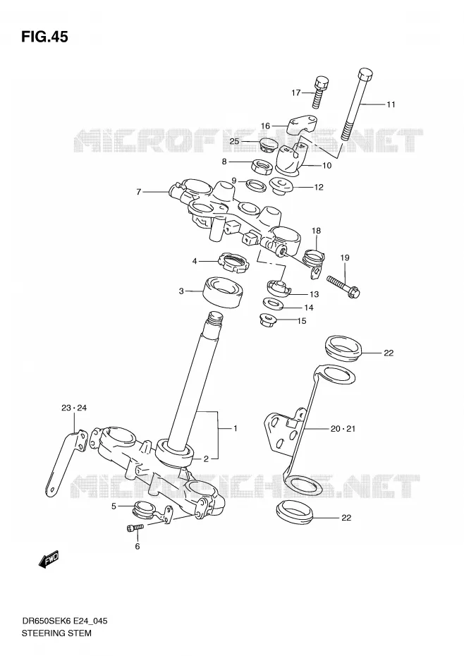COLONNE DE DIRECTION Suzuki MOTO 650 DR 2010  DR650SEL0(E24)