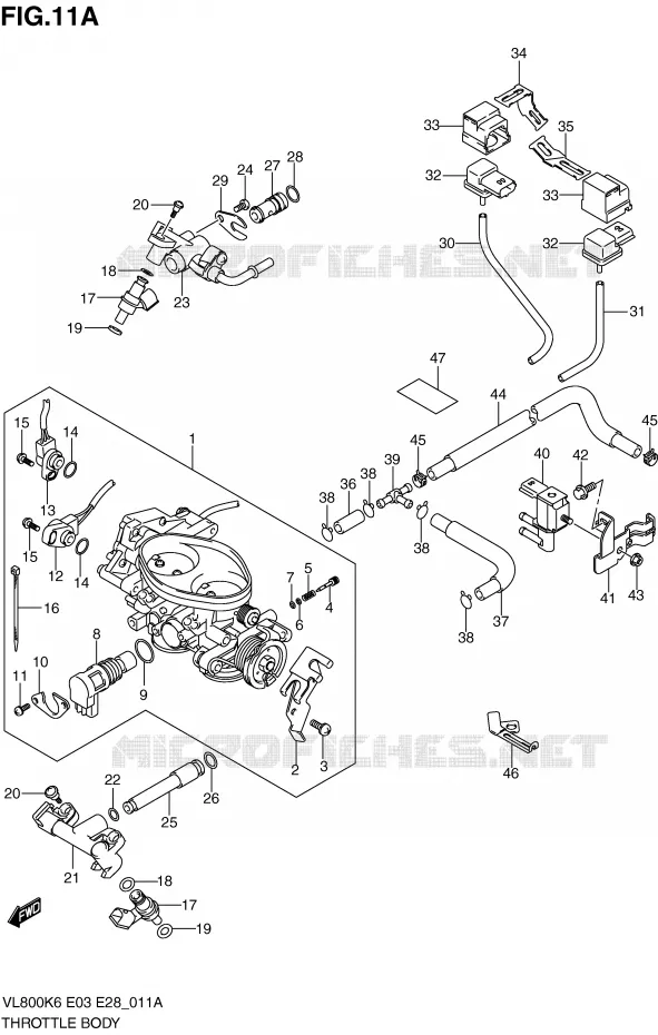 CORPS DE PAPILLON (MODEL K9/L0) Suzuki MOTO 800 VOLUSIA 2009  VL800K9(E3/E28)