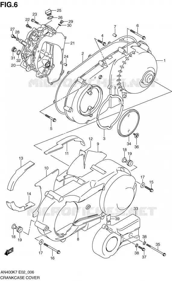 COUVERCLES DE CARTERS (MODEL K7/K8) Suzuki SCOOTER 400 BURGMAN 2010  AN400L0(E2)