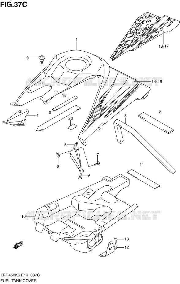 COUVRE RESERVOIR (MODEL L0) Suzuki QUAD 450 QUADRACER 2008  LT-R450ZK8(E19)