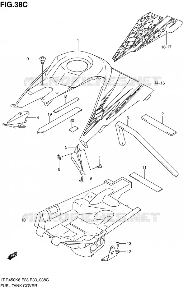 COUVRE RESERVOIR (MODEL L0) Suzuki QUAD 450 QUADRACER 2010  LT-R450ZL0(E28/E33)