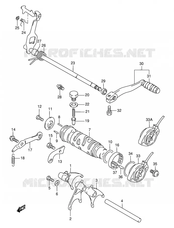ENSEMBLE DE SELECTION DE VITESSES Suzuki MOTO 500 GS-E 2000  GS500EY(E2)