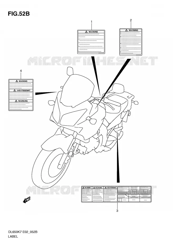 ETIQUETTE (MODEL L0) Suzuki MOTO 650 V-STROM 2010  DL650L0(E2)