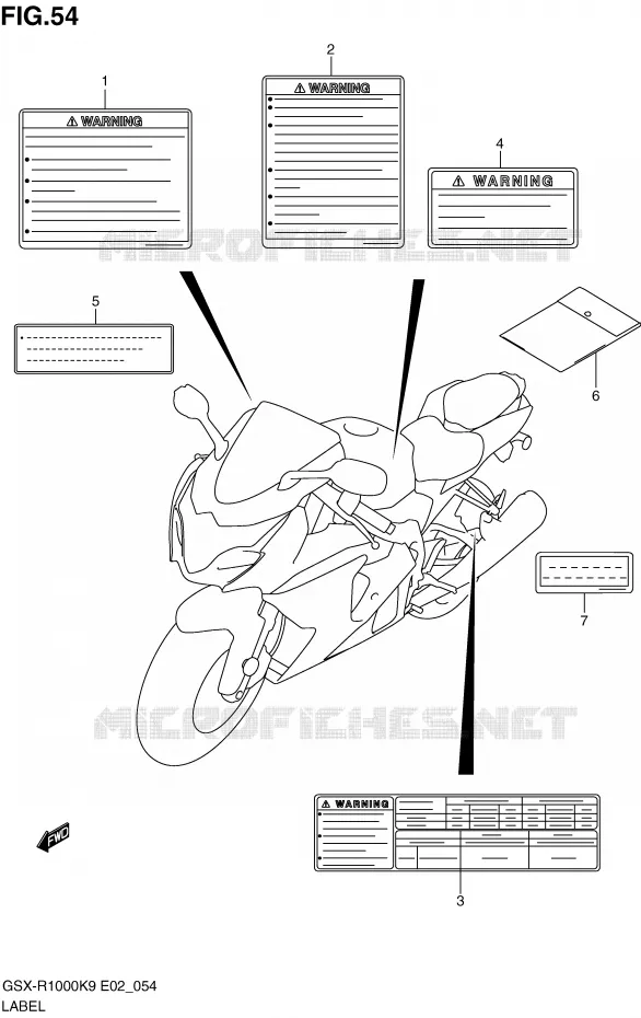 ETIQUETTE Suzuki MOTO 1000 GSX-R 2010  GSX-R1000UFL0(E2)
