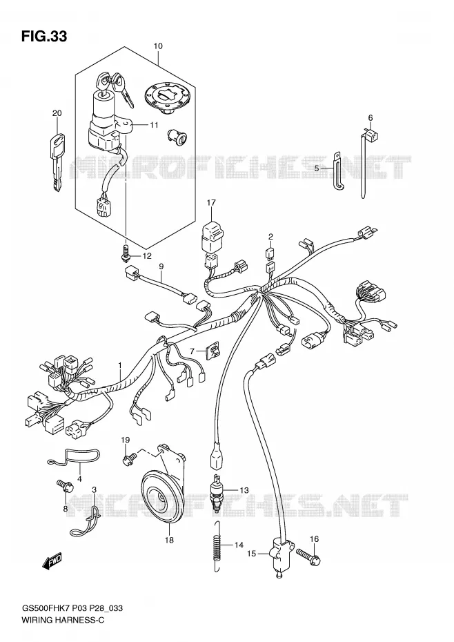 FAISCEAU ELECTRIQUE (GS500H P28, P95) Suzuki MOTO 500 GS-E 2007  GS500HK7(P3)