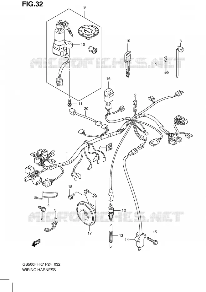 FAISCEAU ELECTRIQUE (GS500H) Suzuki MOTO 500 GS-F 2007  GS500FHK7(P24)