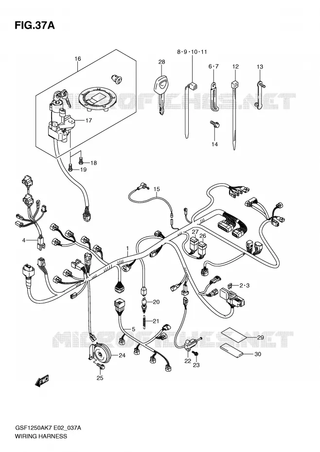 FAISCEAU ELECTRIQUE (GSF1250SK7/SK8/SK9/SL0) Suzuki MOTO 1250 BANDIT-S 2009  GSF1250SAZK9(E2)