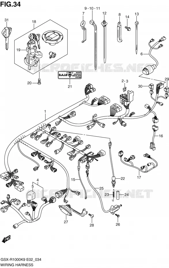 FAISCEAU ELECTRIQUE Suzuki MOTO 1000 GSX-R 2010  GSX-R1000L0(E2)