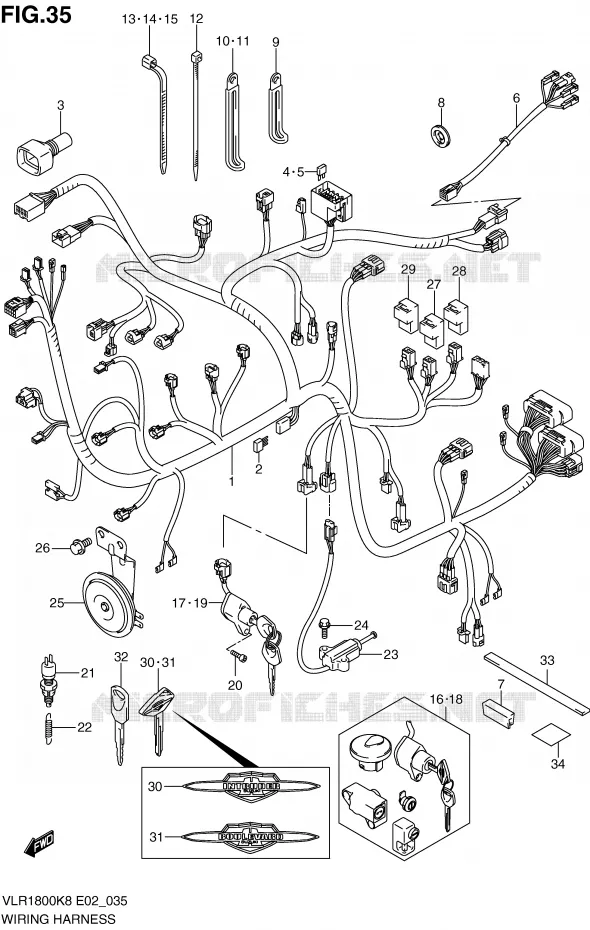 FAISCEAU ELECTRIQUE Suzuki MOTO 1800 BOULEVARD 2008  VLR1800U2K8(E2)