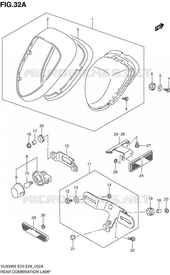 FEU ARRIERE (MODEL K9/L0) Suzuki MOTO 800 VOLUSIA 2007  VL800TK7(E3/E28)