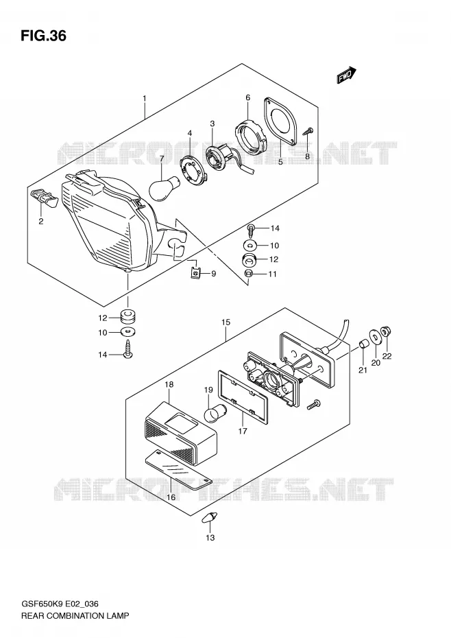 FEU ARRIERE Suzuki MOTO 650 BANDIT 2010  GSF650L0(E2)