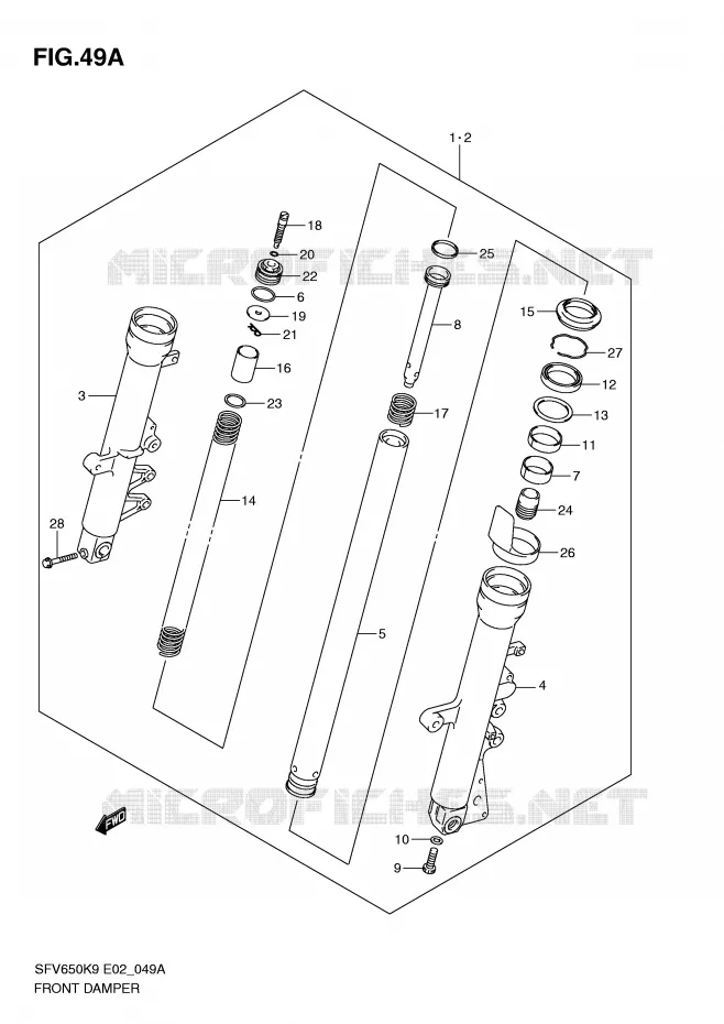 FOURCHE (SFV650AK9/UAK9/AL0/UAL0) Suzuki MOTO 650 GLADIUS 2009  SFV650UAK9(E2)