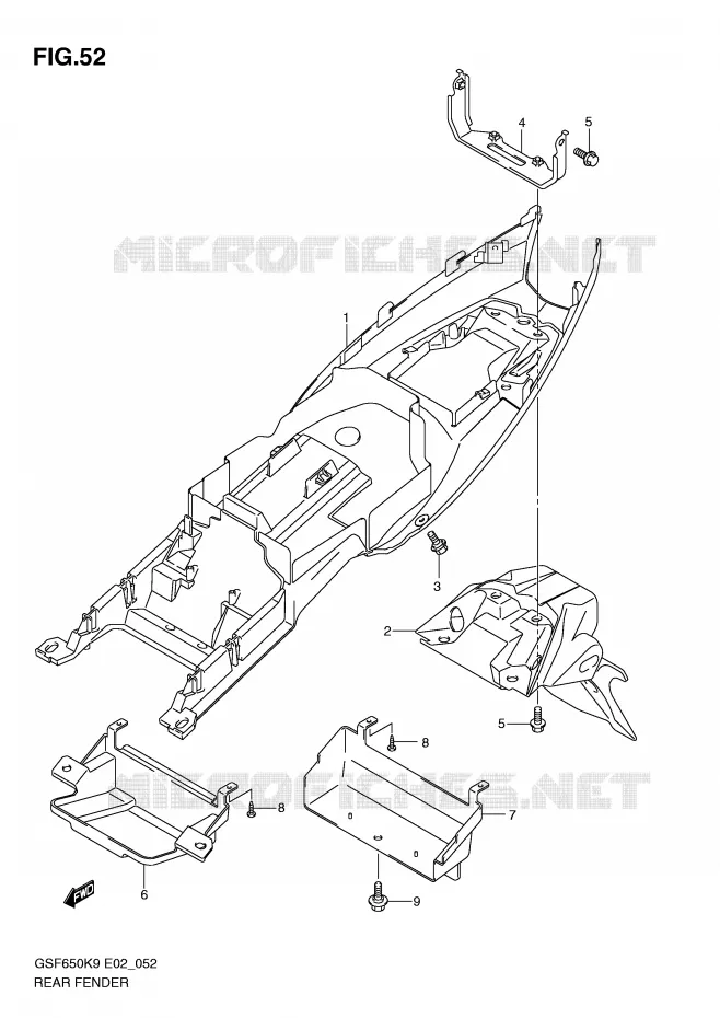 GARDE BOUE ARRIERE Suzuki MOTO 650 BANDIT 2010  GSF650AL0(E2)