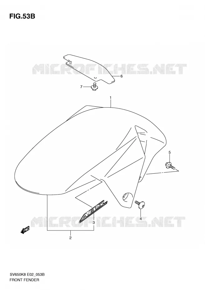 GARDE BOUE AVANT (MODEL L0) Suzuki MOTO 650 SV 2009  SV650K9(E2)