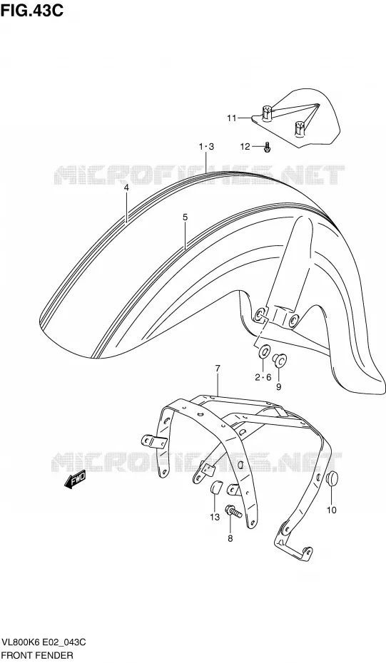 GARDE BOUE AVANT (MODEL L0) Suzuki MOTO 800 VOLUSIA 2006  VL800UEK6(E2)