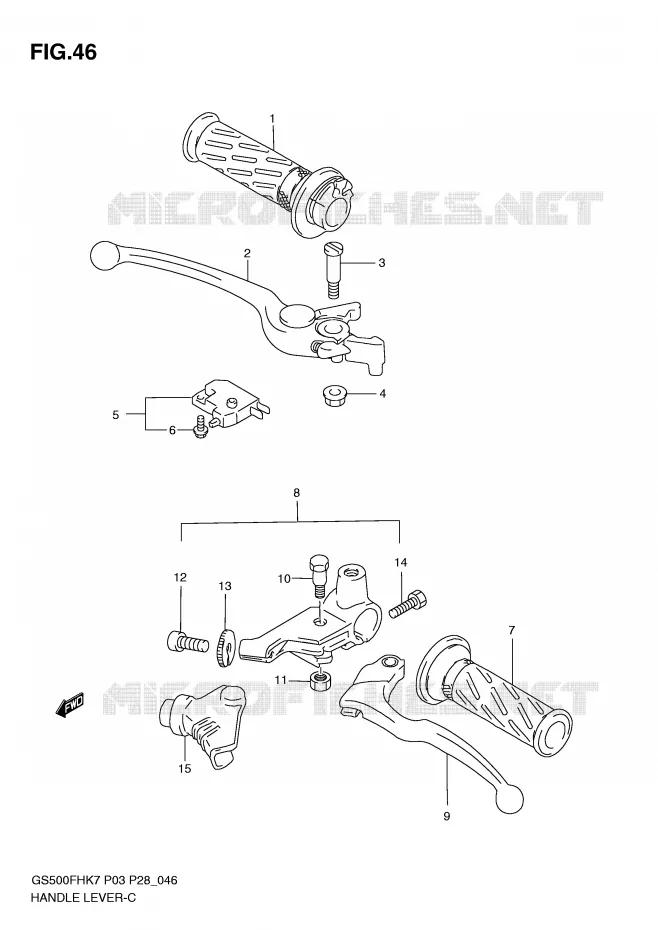LEVIERS - POIGNEES (MODEL K7/K8/K9) Suzuki MOTO 500 GS-F 2008  GS500FHK8(P3)