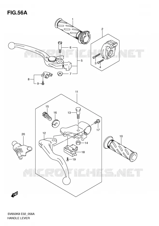 LEVIERS - POIGNEES (MODEL L0) Suzuki MOTO 650 SV 2009  SV650SK9(E2)