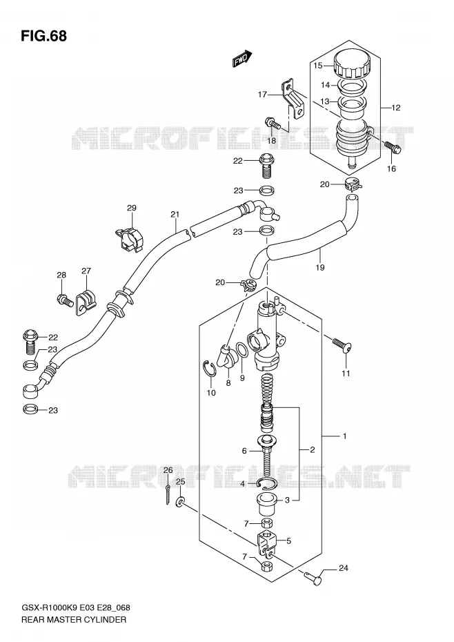 MAITRE CYLINDRE ARRIERE Suzuki MOTO 1000 GSX-R 2009  GSX-R1000K9(E3/E28)