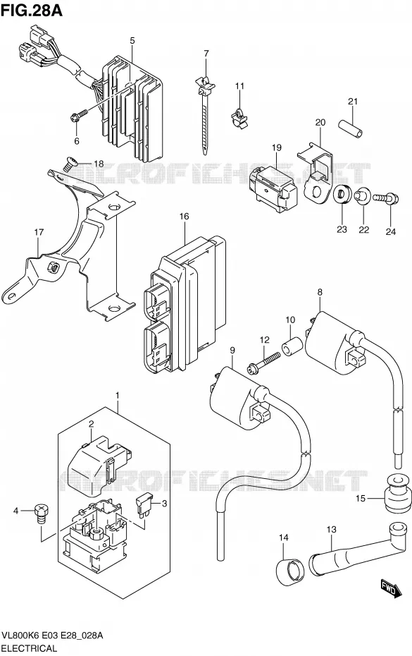 PARTIE ELECTRIQUE (MODEL K9/L0 E3/E28) Suzuki MOTO 800 VOLUSIA 2010  VL800CL0(E3/E28)