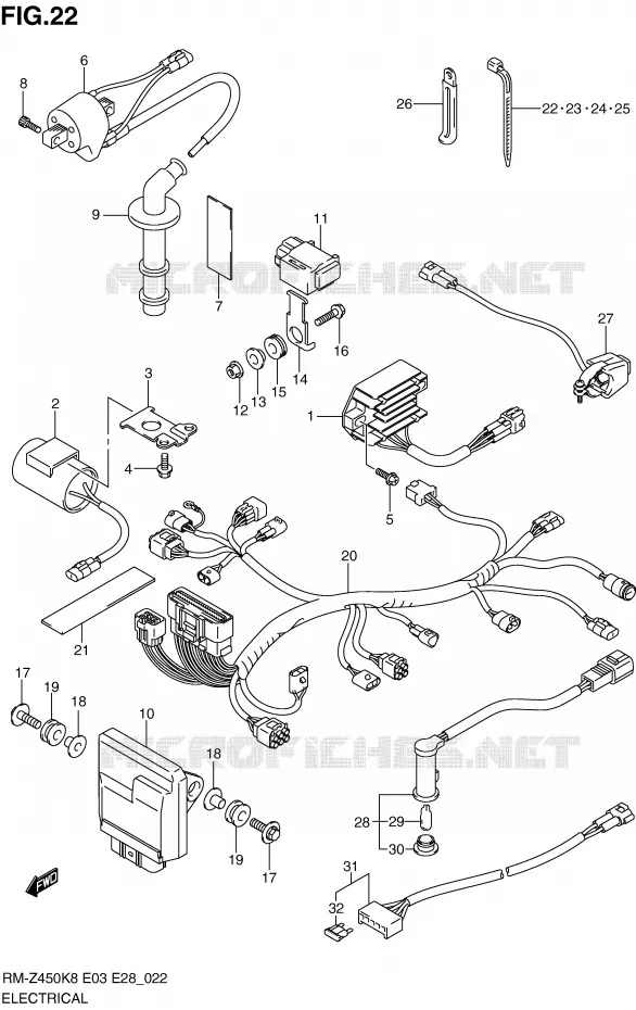 PARTIE ELECTRIQUE (RM-Z450K8/K9) Suzuki MOTO 450 RM-Z 2008  RM-Z450K8(E3/E28)