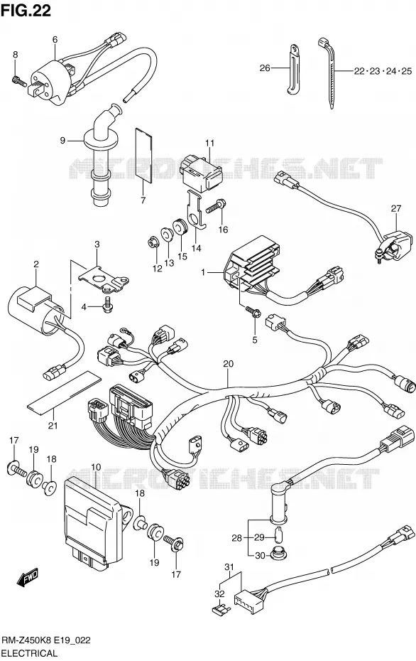 PARTIE ELECTRIQUE (RM-Z450K8/K9) Suzuki MOTO 450 RM-Z 2012  RM-Z450L1(E19)