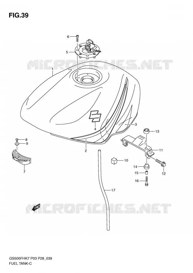 RESERVOIR D'ESSENCE (MODEL K7) Suzuki MOTO 500 GS-E 2009  GS500HK9(P3)