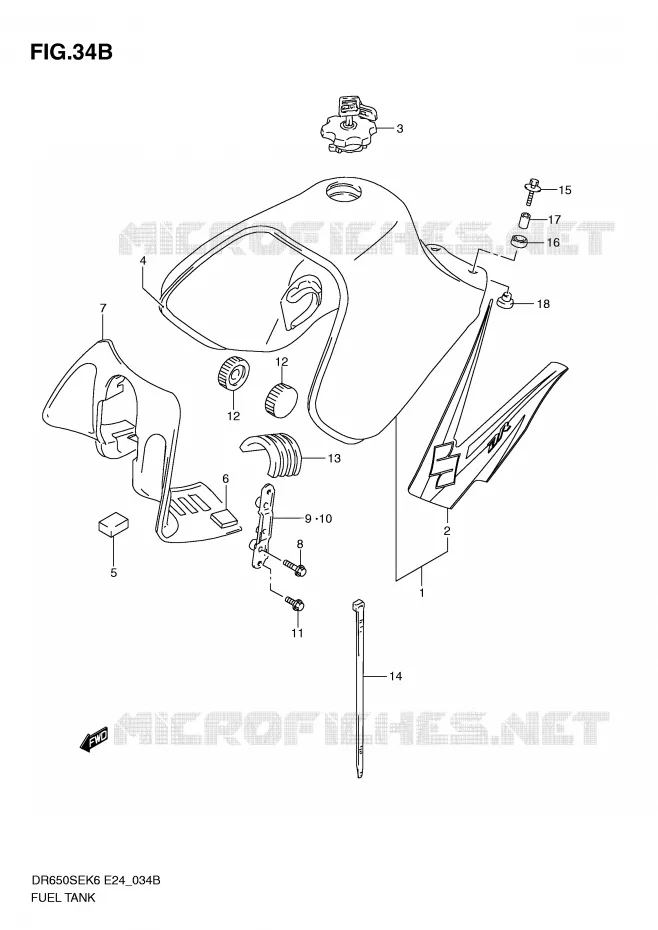 RESERVOIR D'ESSENCE (MODEL L0) Suzuki MOTO 650 DR 2008  DR650SEK8(E24)