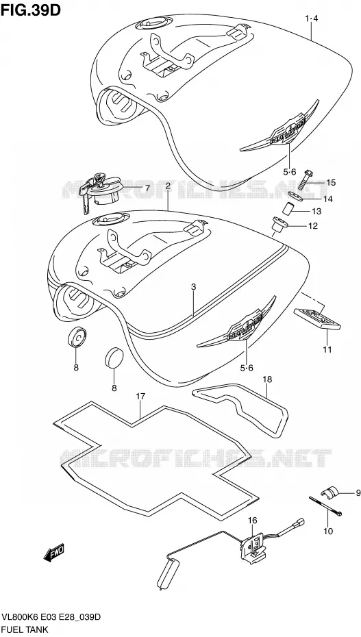 RESERVOIR D'ESSENCE (MODEL L0) Suzuki MOTO 800 INTRUDER 2007  VL800CK7(E3/E28)