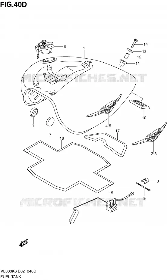 RESERVOIR D'ESSENCE (MODEL L0) Suzuki MOTO 800 VOLUSIA 2008  VL800K8(E2)